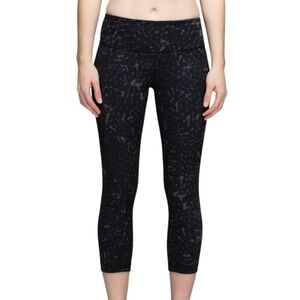 Lululemon Wunder Under Crop II Leggings Star Crushed Coal Women 6 Printed